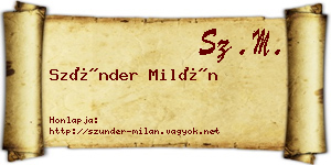 Szünder Milán névjegykártya