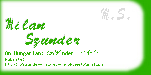 milan szunder business card